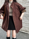 MQTIME  -  High-quality Oversized Stand-collar Trench Coat for Women, Lazy Style Minimalist Outerwear