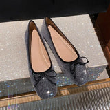 MQTIME  -  Fashion Bowknot Sequin Flats Shoes Woman Square Toe Shallow Comfy Shoes Office Soft Sole Loafers Ladies Ballerina Muje 2024