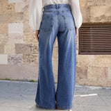 MQTIME  -  Women Wide Leg Jeans Cotton Blend High Waist Baggy Loose Fit Full Length Jeans Trendy Fashion Denim Pants American Style Jeans