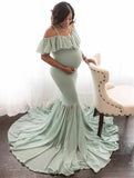 MQTIME  -  Mermaid Maternity Dresses For Photo Shoot Pregnant Women Pregnancy Dress Photography Props Sexy Off Shoulder Maxi Maternity Gown