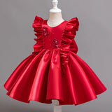 MQTIME  -  Girls Backless Bow Dress Kids Princess Wedding Gown Children Fashion Bowknot Dresses Toddler Floral Birthday Party Clothing 1-6Y