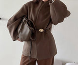 MQTIME  -  Autumn and Winter New High-end Collection Waist Woolen Coat, Women's Design Sense, Temperament and Fashion 2025