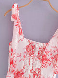  MQTIME  -  Floral Print Women Dress Spaghetti Strap Split Sleeveless Female Sundress New High Waist Summer Dresses