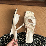 MQTIME  -  New Summer High Heels Fashion Flower Pink Bow Wedge Sandals for Women Wear Sandalias De Mujer