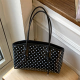  MQTIME  -  PU Leather Polka Dot Shoulder Bag Versatile Handbag Large Capacity with Pendant for Women Ladies Work Shopping Travel Daily Use