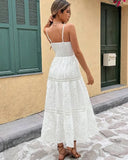 MQTIME  -  Summer New Fashion V-neck Women Strap Long Skirt Sexy Hollow Out Tassel Embroidered Female Dresses