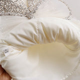 MQTIME  -  Baby Girls Tulle Dress Children's Evening Formal Communion Prom Gown Kids Puff Sleeve Mesh Vestidos Toddler Birthday Costume