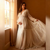 MQTIME  -  Maternity Tulle Long Wedding Robe Dress for Pregnant Women Photo Shoot Photography Evening Prom