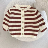 MQTIME  -  Autumn new baby clothing, 0-3 year old male and female babies, striped knitted suit cardigan+pants