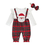 MQTIME  -  Toddler Boy Christmas Outfit Red Plaid Suspender Pants and Bow Tie Long Sleeve Shirt 2 Pcs Set for Holiday Party