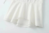  MQTIME  -  White Smocked Strappy Camisole Women's Sexy Sleeveless Ruffle Slim Bra Vest Solid Color Streetwear Y2k Women's Tops Camisole