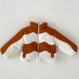  MQTIME  -  Winter new baby clothing, 0-3 year old male and female babies, small high neck warm jacket, color blocked cotton clip