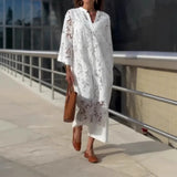  MQTIME  -  European and American cross-border new Amazon independent station casual loose lace V-neck dress cw21379
