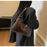 MQTIME  -  Fashion Retro Underarm Women's Bag Casual Single Shoulder Simple Versatile Rivet Single Shoulder Bag