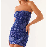 MQTIME  -  Women Beaded Mini Dress Sequin Embroidery Strapless Bodycon Dresses Ladies Sexy Off Shoulder Backless Glitter Mini Dress