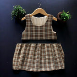 MQTIME  -  School Uniform Girls Outfits Suit White Shirt & Plaid Dress 2PCS Teens Kids Set Back to School Baby Costumes 5 7 8 9 12 13 Years