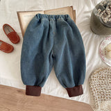 MQTIME  -   Boys Thick Fleece Jeans Pants Autumn Winter New Children Padded Warm Trousers Baby Casual Long Pants Baby Clothes