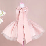 MQTIME Pink Flower Girl Dresses Satin Polka Dot Skirt With Bow Sleeveless For Wedding Birthday Party Banquet Princess Gowns