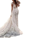  MQTIME  -  Elegant White Lace Maternity Bride Photoshoot Dress V Neck Long Train Maxi Gown Floral Pregnancy Outfit Beach Baby Shower Wear
