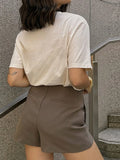 MQTIME  -  Elegant Leather Shorts Mini Skirt Women Fashion Solid Irregular A Line Lady Skirts 2024 Autumn All-match New Commute Outwear ﻿