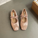 MQTIME  -  Summer New Square Head Bow Elegant Single Shoes Women Breathable Increase Mesh Mary Jane Shoes