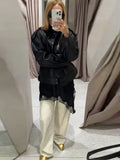 MQTIME  -  Women's Leather Jackets Standing Collar Windproof Loose Fold Coats Locomotive Style Outdoors Clothes Woman Demi-Season Jacket