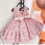 MQTIME  -  Flower Baby Dresses Sleeveless Elegant Children Holiday Party Prom Ball Gown Tutu Girl's Ceremonial Dress 1-8 Years
