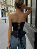 MQTIME  -  Women Top Satin Corset Spaghetti Strap Sweetheart Neckline Tops Structured Boned Bustier Decorative Hook Chic Party Streetwear