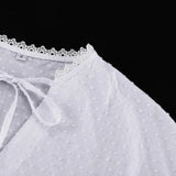 MQTIME  -  Design Ruffled Loose Dress Women's V-neck Tie Bell Sleeve White Commuter Long Dress