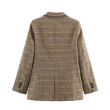  MQTIME  -  Autumn Winter Plaid Mixed Fabric Women's Blazer Jacket New Fashion Commute Long Sleeve Coat Streetwear Casual New Outerwear ﻿