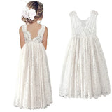 MQTIME  -  Big Size Princess Girls Cotton Lace Party Long Dress Baby Kids Flower Girl Wedding Birthday Children Clothing For 2-14 Years