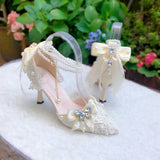 MQTIME  -  high heels for woman bridal wedding shoes designer luxury heel high quality shoes lolita y2k heels french style bow pearl 2000s