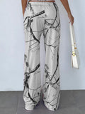  MQTIME  -  Vintage Streetwear Print High Waist All Match Loose Fashion Knitted Long Pants