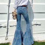  MQTIME  -  New Women's Blue Flare Jeans Streetwear Vintage High Waist Slimming Denim Pants Spring Autumn Fashion Versatile Trousers