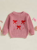 MQTIME  -  Adorable Toddler Girl Christmas Sweaters with Festive Reindeer and Snowflake Embroidery Long Sleeve Round Neck Toddler