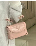 MQTIME  -  Sweet Pink Messenger Bag Women Fairycore Aesthetic Handle Pearl Chain Crossbody Bags Ladies Harajuku Heart Y2k Hand Bag