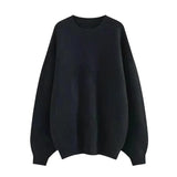 MQTIME  -   Women Knitting Sweater Autumn Winter Solid Color Knitwear Women's Japanese Loose Crew Neck Thickened Lazy Sweater