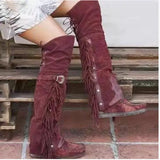 MQTIME  -  Retro Women's Over The Knee Boots Bohemian Style Casual Shoes Fashion Suede Platform Boots for Woman Designer Shoes Botas Mujer