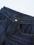MQTIME  -  Women High Waist Wide Leg Jeans Double‑button Waistband Loose Denim Trousers Fashion Casual Street Daily Fall Outfit