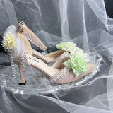 MQTIME  -  bridal wedding heels High heels shoes elegant champagne Lolita cosplay y2k accessories Wedding shoes 2000s designerdress heel
