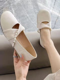 MQTIME  - Vintage Elegant Mary Janes Shoes Women Beading Fashion Sweet Round Toe Shoes Female Holiday Korean Design Flat Shoes 2024 Summer