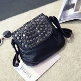MQTIME  -  Soft PU Leather Women Messenger Bag Casual Ladies Shoulder Crossbody Bag Female Vintage Rivet Handbag Black bolsa feminina
