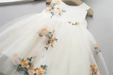 MQTIME  -  Elegant Kid Girl Dress Embroidery Flower Lace Ball Gown Princess Dress Wedding Costume Sleeveless Children Clothing Baby A1145