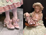 MQTIME  -  Sweet Lolita Women High Heels Luxury Designer Court Style Velour Bowknot Princess Dress Shoes Elegant