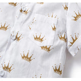 MQTIME  -  Birthday Suit For 1 2 3 4 5 6 Years Boys Kids Summer Cotton Clothes Crown Printed T-shirt Yellow Shorts 4 PCS Casual Outfit