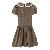  MQTIME  -  Women Fashion Plaid Short Dress Summer Autumn New Short Sleeve Deep V neck Mini Dress Holiday Casual Dresses