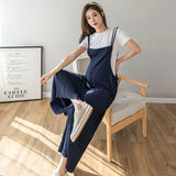 Mqtime Maternity Clothings New Summer Overall Fashionable Loose Oversized Cropped Wide Leg Floor-Length Chiffon Pant for Pregnant Women