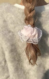 Mqtime Handmade Hollow Lace Hair Scrunchies Double Layer Flower Cotton Hair Bands Women Fashion Hair Ties Ponytail Holder Accessories