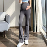 Mqtime Maternity Pants Pregnant Women Yoga Flared Pants Summer Thin Wear Casual Thin Shark Pants Spring and Summer New Maternity Pants