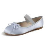 MQTIME  -  Stylish New Round Toe Bow Satin Ballet Flat Women's Shoes